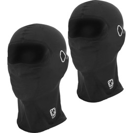 Kewig Balaclavas Face Mask 2Pcs with Glasses Holes for Men Women, Shiesty Masks, Summer Cooling Neck Gaiter Ice Silk UV Protection Lightweight for Motorcycle Cycling Ski Work, Black, Standard size