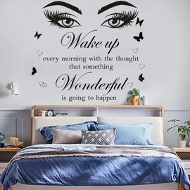 Quotes Wall Stickers Motivational Inspirational Wall Stickers Letter Wall Decals Vinyl Sayings Beauty Eye Wall Decor Positive Words for Women Girls Bedroom Living Room Hallways Home