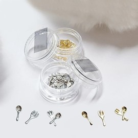 Nail art 2 types of small and cute miniature fork spoon parts - WFHTRVH KSTNP - 657 / 네일아트 작고 앙증스런 미니어처 포크 스푼 파츠 2종-WFHTRVH KSTNP - 657