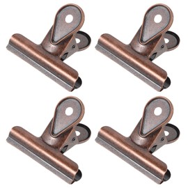 ibasenice Clips, Large, Set of 4, 2.6 inches (65 mm) Wide, Antique Style, Bulldog Clip, Eyelets, Metal, Strong, Binder for Paper, Document Organization, Food, Bag Stopper, Office Supplies, Photo Props