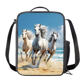 HELLHERO Horse Lunch Bag for Girls Boys School Lunchbag Crossbody Lunch Box Purse Leakproof Freezable Cooler Bag Meal Bento Bags for Adults Outdoor Office Work School Picnic Beach