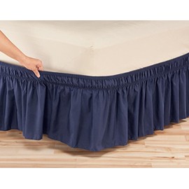 Miles Kimball Elastic Bed Skirt, Queen King, Navy Blue