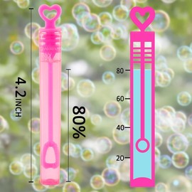 Mini Heart or Star Bubble Tubes With 4ml Bubble Liquid Solution and Blow Wands, Weddings favours, Parties, Celebrations, Children’s Birthday Party Bag Fillers, Kids Toys (Pink Heart 24 Pack)