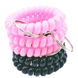 jtkdxqs 5PCS Multicolor Plastic Stretchable Wristband Keychain Spring Spiral Wrist Coil Band Bracelet Key Holder Key Chain for Women Outdoor
