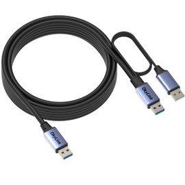 OkyLink Active USB 3.0/3.2 Gen1 Extension Cable, USB a to USB a Male to Male USB Cable, with Signal Amplifier, Power Enhanced, Suitable for Printers, Scanners, Cameras (5 Gbps, Gray, 15ft (5M))