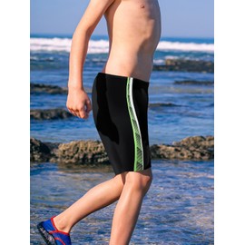 K898 Boys-Swim-Jammers Youth-Athletic Swimming-Shorts Quick-Dry - with Drawstring Kids Soft Swimsuits UPF 50+(Green,L)
