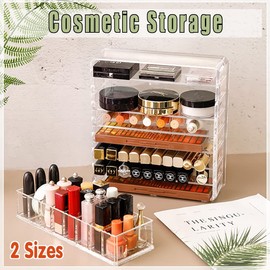 Clear Acrylic Cosmetic Makeup Organiser Lipstick Organizer Box Jewellery Storage - Elegant Design with Removable Partitions for Customization