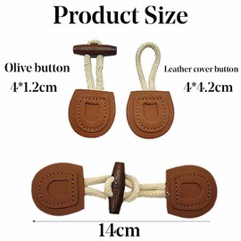 Vintage Decor 6 Pairs PU Leather Sew- on Toggles Closures Retro Horn Buttons Shawl Clips Cardigan Buckle for Knitwear Windbreaker Woolen Coat Sewing Accessories Brown Horn Button, Leather Buttons