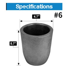 Nelyrho #6 (6kg) Premium Black Graphite Crucible, Silicon Carbide Clay Furnace Cup for Melting Casting Refining Aluminum, Gold, Silver, Copper, Brass, Withstand High Temperature 1800℃/3272℉