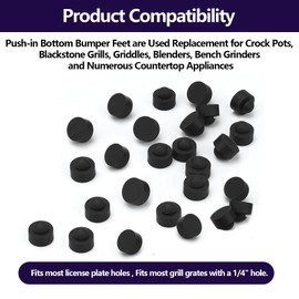 Rubber Push-in Bumper Tight-Grip Stem - for Use in 1/16" Panel Thickness Fits 1/4" Hole - Bumper is 1/2" Diameter 1/4" Height -26 Pack