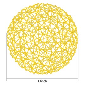 AHHFSMEI Paper Braided Round Placemats Set of 8 Natural Non-Slip Heat Resistant Table Mats for Dining Tables Woven Indoor Outdoor Place mats for(Yellow,8)