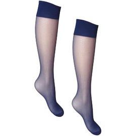 Mytoptrendz® 2 Pairs Sheer Knee-High Socks 15 denier (Navy)