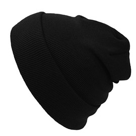 kydely Cap911 Unisex Plain 12 inch long Beanie, Black, One Size