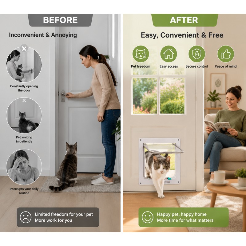 4-Way Locking Pet Door for Cats & Dogs – Secure