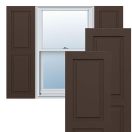12"W x 26"H True Fit PVC Two Equal Raised Panel Shutters, Raisin Brown (Per Pair - Hardware Not Included)