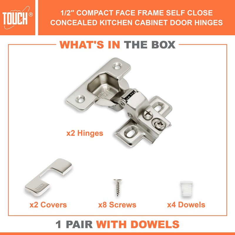 TOUCH Cabinet Hinges (1 Pair, 2 PCS) Face Frame Compact