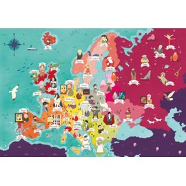 Clementoni - 29061 - Explorando mapas - Grandes Personas en Europa - 250 Piezas - Hecho en Italia - Rompecabezas para niños de 7 años +