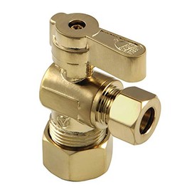 Kingston Brass Baseline KF5330BB OD Comp Angle Stop Valve, Brushed Brass, 5/8" O.D x 3/8" O.D Compression