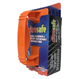 Citrusafe - Limpiador de Parrilla para Barbacoa con 3 Almohadillas para Orejas reemplazables Resistentes – Elimina la Grasa y los Alimentos quemados de Forma Segura de Las Rejillas de Parrilla