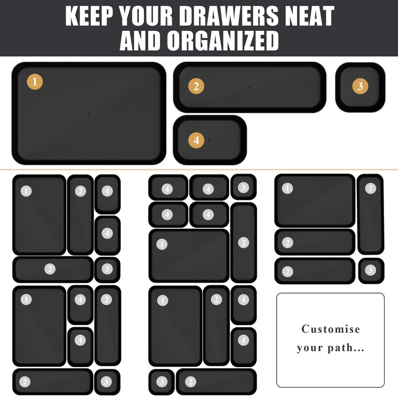 Homhut Drawer Organiser, 18 Pieces, 4 Sizes, Orgenizer Boxes, Dressing