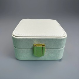 Direllux Travel Jewelry Box Organizer with Mirror – White Faux Leather