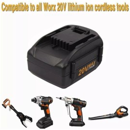 For WORX 2Pack MAX 20V For WORX WA3525 20V 3.0Ah Max Lithium Battery Power Tools WA3520
