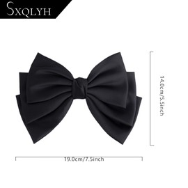 SXQLYH Bow Hair Clip Satin Large Hair Bows Clip Hair Clips Women Hair Bows Hair Clips French Hair Clips Ballerina Bow Elegant Satin Hair Accessories (Black)
