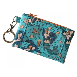 Sundari's Sweet Shoppe Mermaid Zip ID Case Lanyard Key Ring Dorm ID Holder Wallet