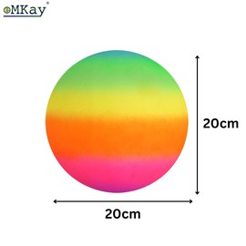 eMKay® Pack of 1 PVC Neon Rainbow Football for Kids – 20cm Rainbow Football, Uninflated – Garden, Beach, Pool Play – Party Bag Filler