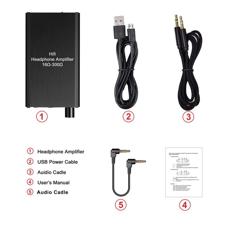 LVY Portable Headphone Amplifier 3.5mm Audio Rechargeable Two-Stage GAIN Switch
