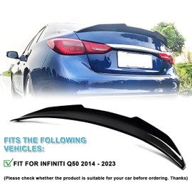 NEESPOC Rear Trunk Spoiler Wing Fit for Infiniti Q50/ Q50S/ 2.0t/ 3.0t/ Luxe/Premium 2014-2024 4-Door Sedan, Gloss Black PSM Style Decklid Lip Exterior Accessories