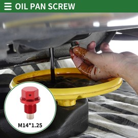 Motoforti Universal Oil Pan Screw Oil Drain Plug Sump Drain Nut Bolt, M14x1.25, Aluminium Alloy, Red, 1 Set