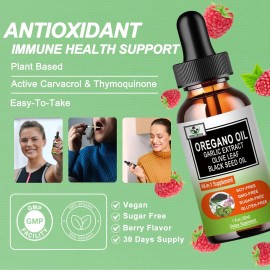 Organics Oregano Oil Liquid Drops,Oil Of Oregano 6000mg with Black Seed Oil