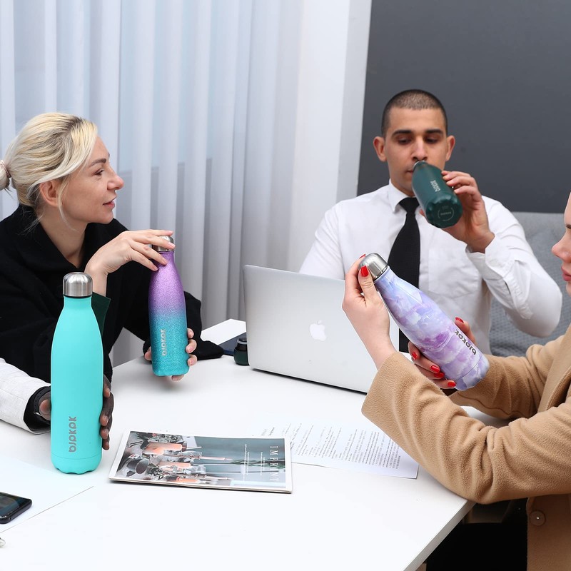 BJPKPK Botella de agua de acero inoxidable, 17 onzas, doble