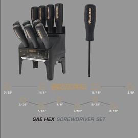 Wheeler 10 Piece SAE HEX Screwdriver Set with Multiple Sizes for Gunsmithing Rebuild and Maintenance
