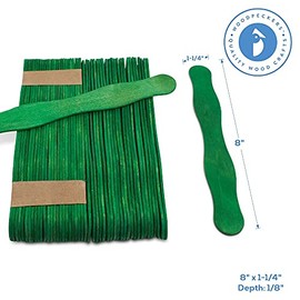 Wooden Green 8" Fan Handles, Wedding Programs, Paint Mixing, Pack 300, Jumbo Craft Popsicle Sticks for Auction Bid Paddles, Wooden Wavy Flat Stems for Any DIY Crafting Supplies Kit, by Woodpeckers