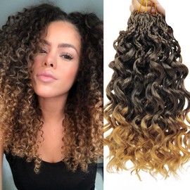 Gogo Curl Crochet Hair 10 Inch 8 Packs Curly Crochet Hair for Black Women Pre-Looped Deep Wave Crochet Hair Natural Water Wave Curly Beach Curl Crochet Hair Curly Braiding Hair Extensions(1B/27)