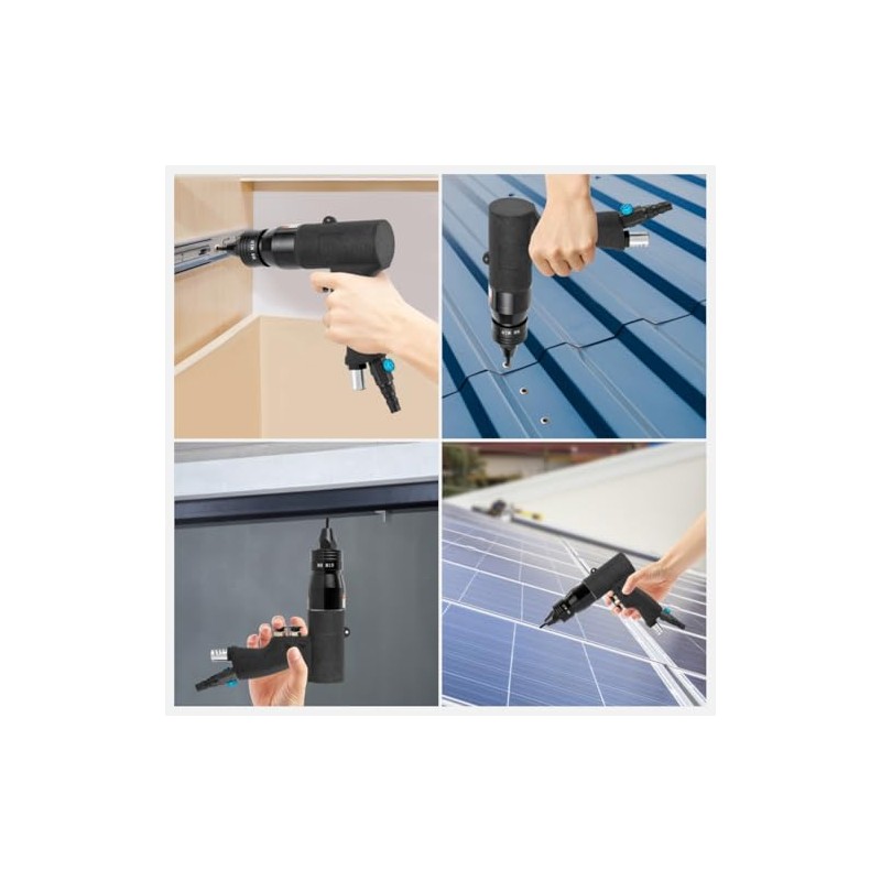 AGULIUM Pneumatic Rivet Nut Gun with 4 Gun Heads(M5 M6