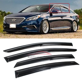 Fits for 2015-2019 Hyundai Sonata Sedan KDM Wavy Mugen Style Window Visors Rain Guard Deflectors