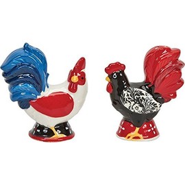 Boston Warehouse Damask Rooster Salt and Pepper Shaker Set