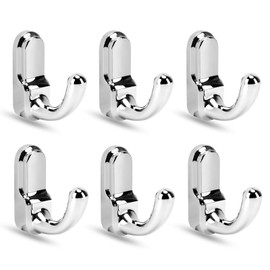 Metaliby 6 Pack Bathroom Hooks for Towels, Polished Chrome Towel Hooks Wall Mounted, Bath Towel Robe Hook for Bathrooms, Bathroom Wall Hooks for Hanging Towels