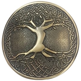 AAR Tree Celtic Round Kilt Belt Buckle Antique/Chrome Finish/Belt Buckles (Antique)