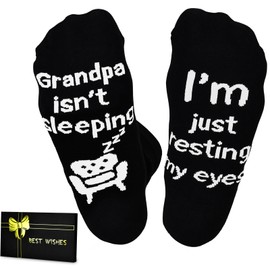 Dealswin Stocking Stuffers for Adults Men: Funny Socks for Dad Gifts Grandpa isn't Sleeping I'm Just Resting My Eyes Socks Christmas Birthday Father’s Day Gifts
