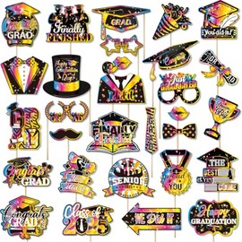 Angenster Graduation Photo Booth Props 2025,Class of 2025 Party Photo Booth Props Graduation Accessories