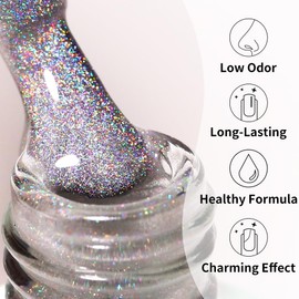 Firedeep Rainbow Glitter Cat Eye Gel Nail Polish 16ml Holographic Sparkle Colors Gel Nail Polish Kit with Magnet for Nail Art DIY Manicure and Pedicure at Home