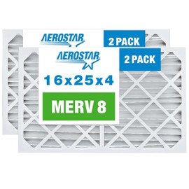 Aerostar 16x25x4 MERV 8 Air Filter 2 Pack, HVAC Pleated A/C Furnace Filters, Electrostatic MPR 600 & FPR 5, Made in USA