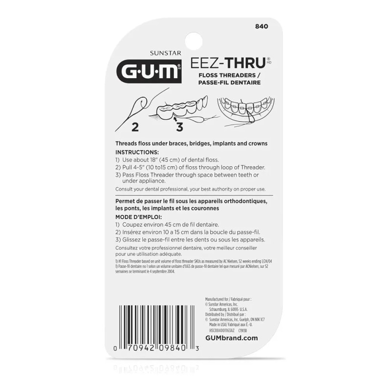 Gum Enhebradores De Hilo Dental Eez-thru - 25 Piezas -
