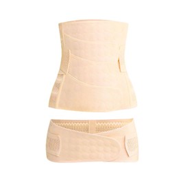 Tropchou Waist Belt, Pelvic Belt, Corset, Waist, Pelvic, Stomach, Postpartum Supporter, Double Support, 2-piece Set (Beige, XL)