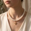 Frigotine Chunky Cross Necklace for Women, White Beaded Boho Summer