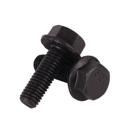 CONPHERON Flange Screws Serrated Flange Hex Bolts M8x25mm Full Thread High Tensile Grade 10.9 Alloy Steel, Black